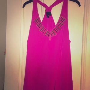 fuchsia racerback tank with beautiful beading